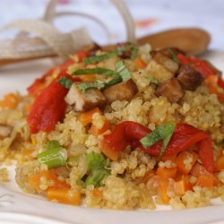 Paella de quinoa real com tofu
